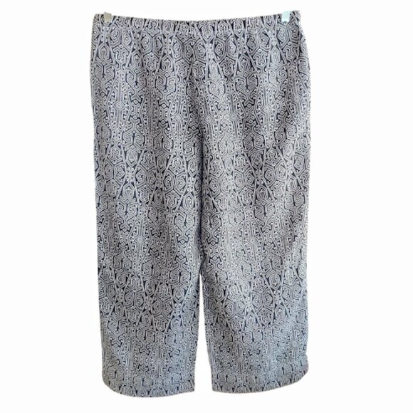 J JILL LOVE LINEN 100% Linen Wide Leg Cropped Boho Print Pull On Pants M - Picture 2 of 12